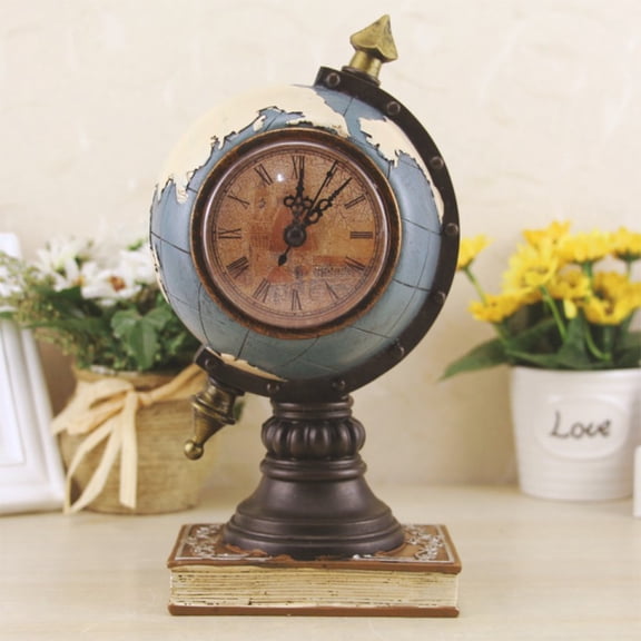 DEEPCRAFF Multi Color Globe Clock Decorative Resin Timekeeping Alarm Clock for Home Office Table 4.7 inches