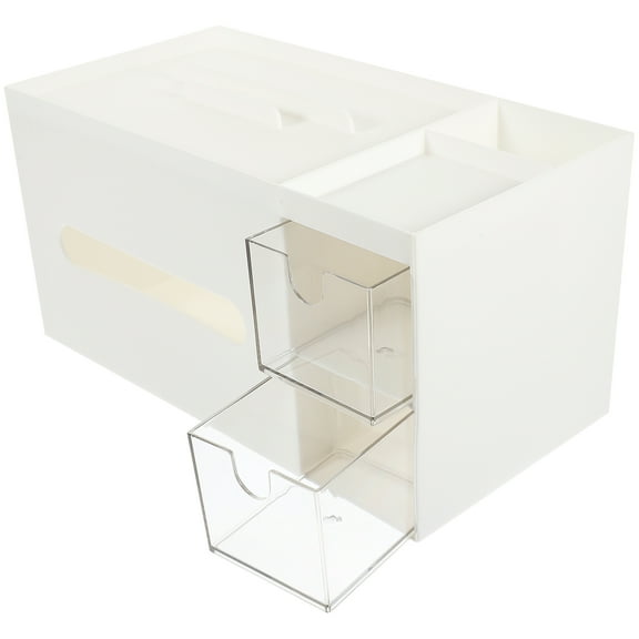 DEEPCRAFF Multifunction White Table Organizer Storage Box for Office and Bedroom