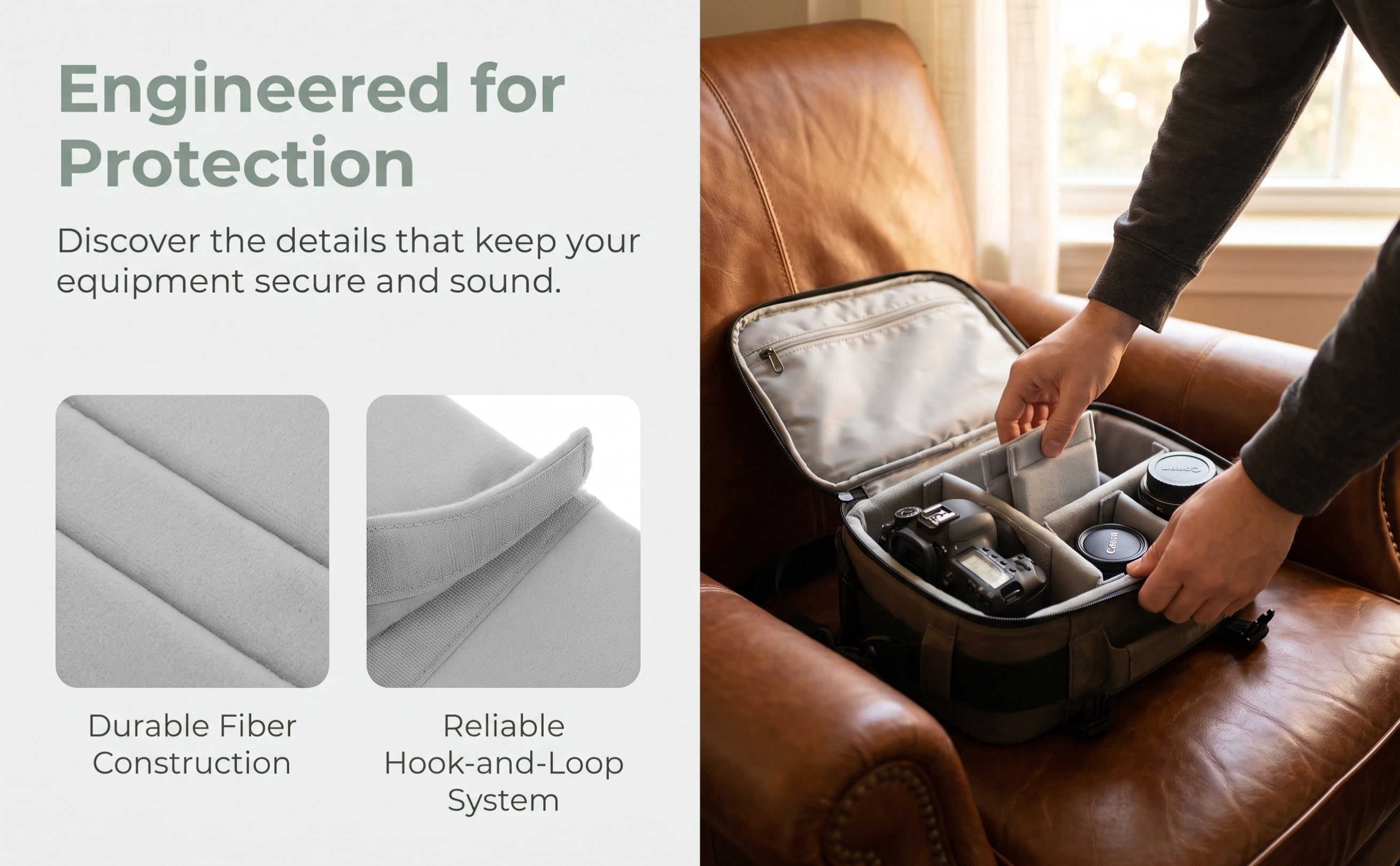 DEEPCRAFF Multifunctional Grey Camera Bag Inserts for Shock-Absorbing ...