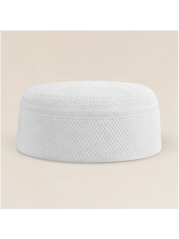 Muslim Prayer Hat White Cotton Breathable Cap for Ramadan Eid and Salat