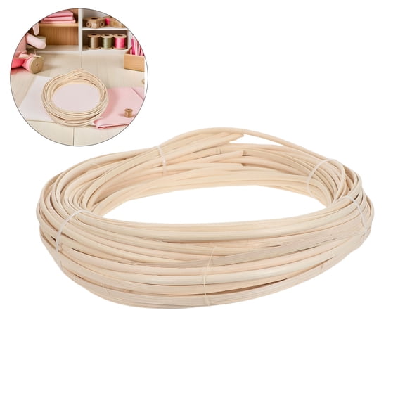 DEEPCRAFF Natural Indonesian Rattan Roll Light Yellow Half Round Edge for Furniture Repair Basket Weaving and DIY Crafts