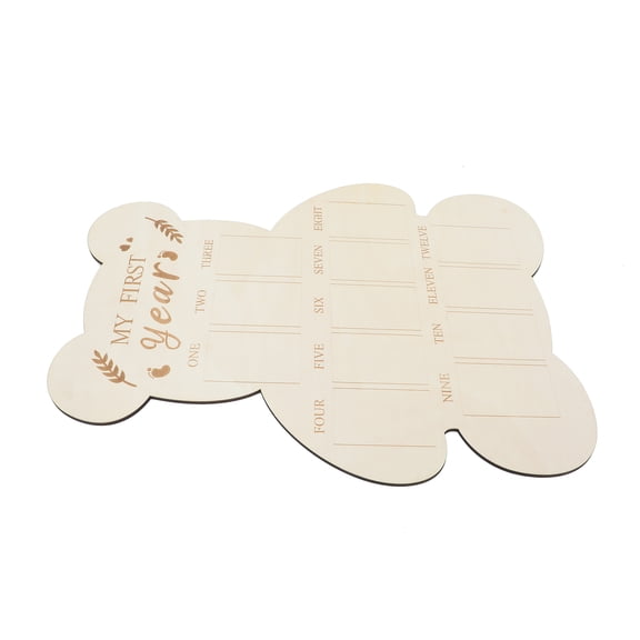 DEEPCRAFF Natural Wooden Bear Milestones Frame 12 Months Photo Display for First Year