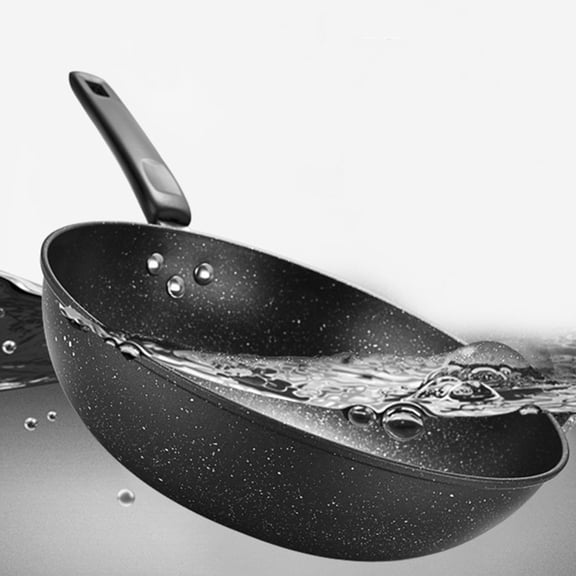 DEEPCRAFF Nonstick Black Maifan Stone Wok Frying Pan Ideal for Steaks Eggs and Bbq