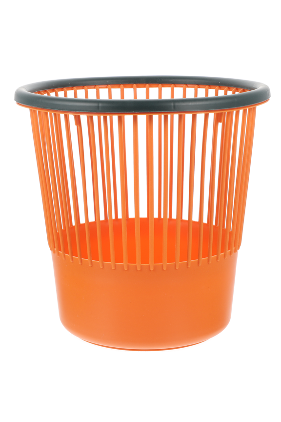 Orange Basketball Trash Can with Strong Base for Office Living Room and Kitchen Storage