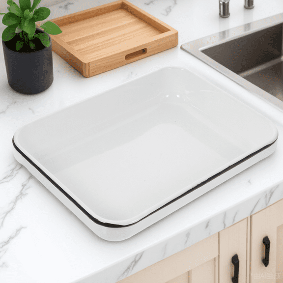 DEEPCRAFF White Enamel Baking Tray Non-Stick Wear-Resistant Multifunctional for Home