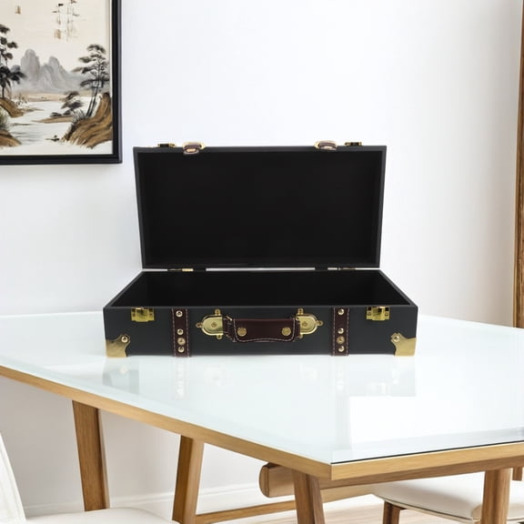 DEEPCRAFF PU Material Vintage Suitcase Decorative Luggage Box for Stylish Photo Props