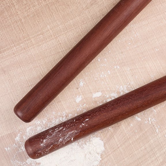 DEEPCRAFF Brown Wood Rolling Pin with Sturdy Handles for Dumpling Noodles and Baking