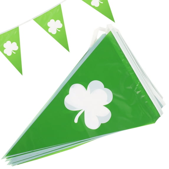 DEEPCRAFF St. Patrick's Day Photo Props 2 Sets Shamrock Bunting Green Festive Banner for Home Office Party Decoration