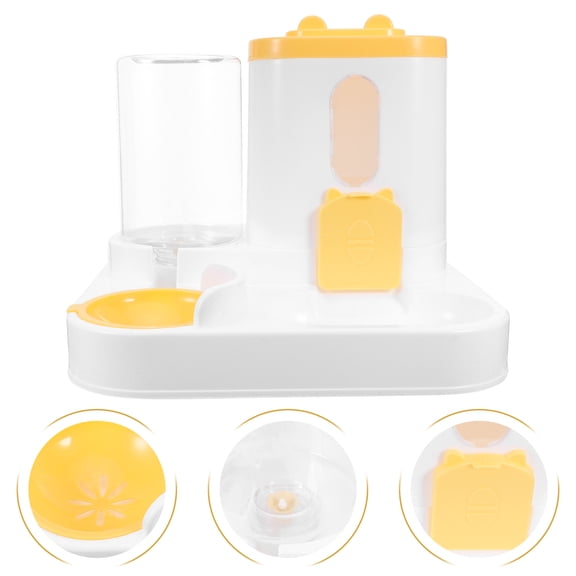 DEEPCRAFF Yellow Pet Feeding Station with Automatic Food and Water Dispenser for Puppies and Cats