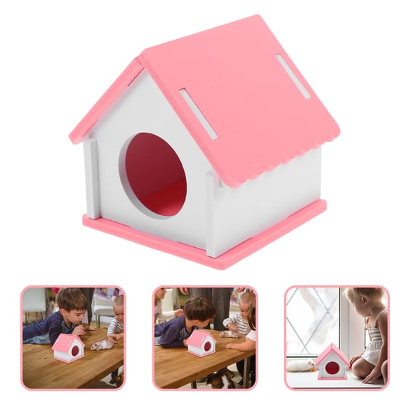 DEEPCRAFF Pink Hamster Hideaway House Durable and Reusable Safe Shelter for Small Pets
