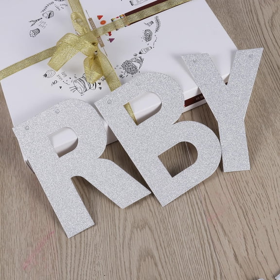 DEEPCRAFF Plated Silver Birthday Banner Glitter Letters Thick Paper Reusable Party Decoration