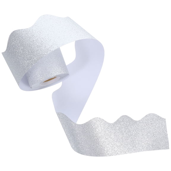 DEEPCRAFF Plated Silver Decorative Bulletin Board Border Paper Easy to Apply for Classroom Notice Board
