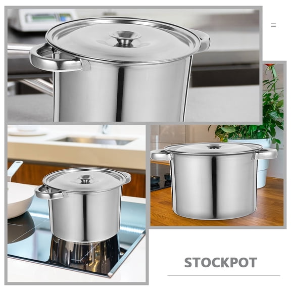 DEEPCRAFF Plated Silver Stainless Steel Deep Stock Pot for Kitchen Cooking Soup Stewing with Cover