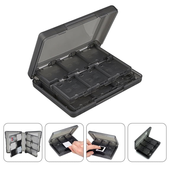 DEEPCRAFF Game Card Case Black Plastic Storage Box Protective Organizer with Lid