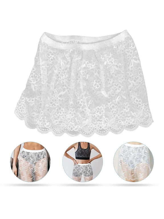 Plus Size White Lace Skirt Shirt Extender Half Length Underskirt for Hip Coverage and Stylish Look