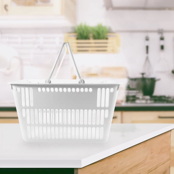 DEEPCRAFF Portable Shopping Basket with Handles Plastic for Kitchen Bathroom Storage