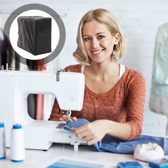 DEEPCRAFF Black Polyester Sewing Machine Dust Cover, Protective Storage and Carry Bag, and Lightweight, 1 Piece