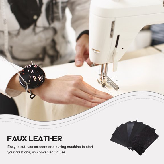 DEEPCRAFF 8pcs Black PU Faux Sheets, Craft Fabric Kit for Hair Bows, Earrings, Crafts, Cutting Machine Projects