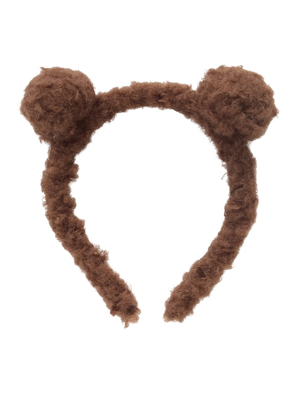 Coffee Brown Plush Bear Ears Headband, Soft Animal Costume Hair Hoop for Party, Cosplay, Photo Booth Decoration