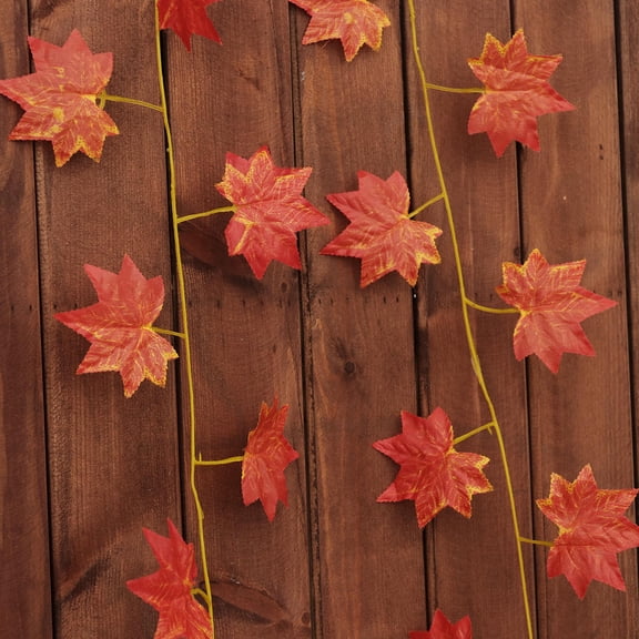 DEEPCRAFF Red Plastic Maple Leaf Hanging Vines for Natural Embellishment on Walls Doors and Mirrors