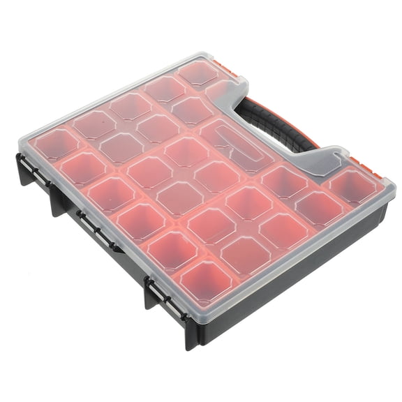 DEEPCRAFF Red Plastic Compartment Storage Box Transparent Organizer for Nuts Bolts Screws