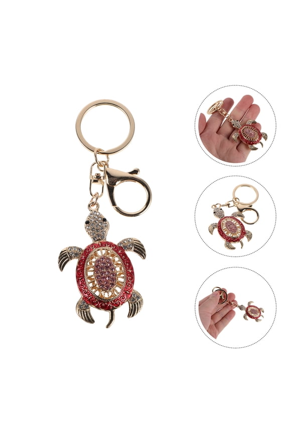 Crystal Turtle Keychain Bag Charm with Glitter Rhinestones for Stylish Key Holder