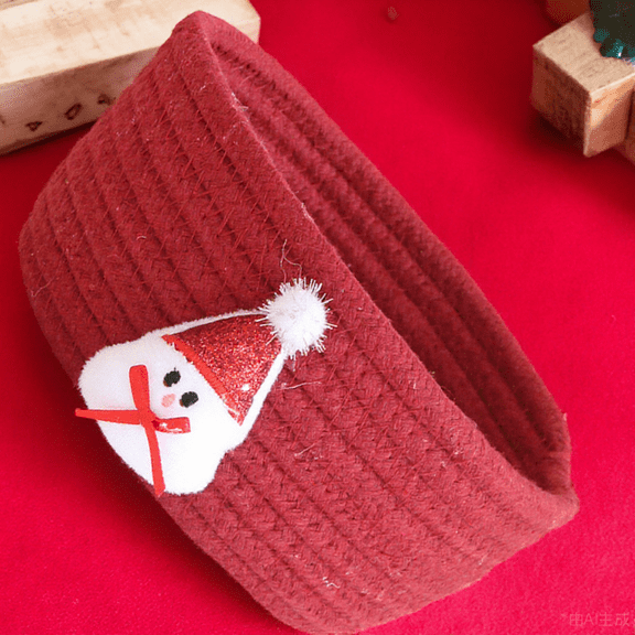 DEEPCRAFF Small Baskets for Organizing Red Cotton Storage Holiday Dcor 1Pcs