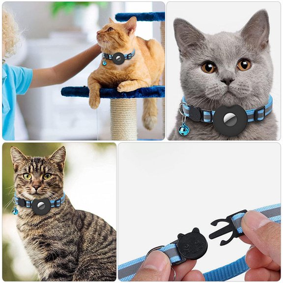 DEEPCRAFF Reflective Dog Collar Nylon Blue 1Set Anti-lost for Pets and Outdoor