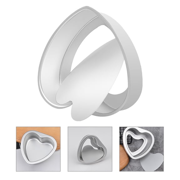DEEPCRAFF Detachable Heart Shaped Cake Pan Plated Silver Aluminum Alloy Nonstick Baking Mold for Oven Use