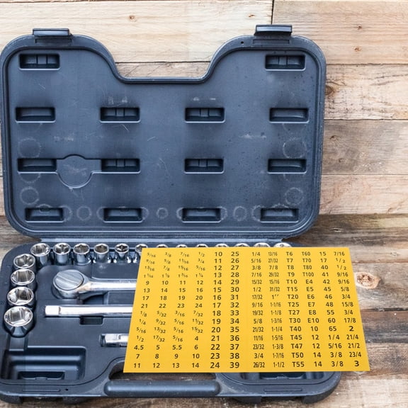 DEEPCRAFF Socket Size Stickers Adhesive Labels Yellow for Tool Box Organization and Socket Wrench Size Identification