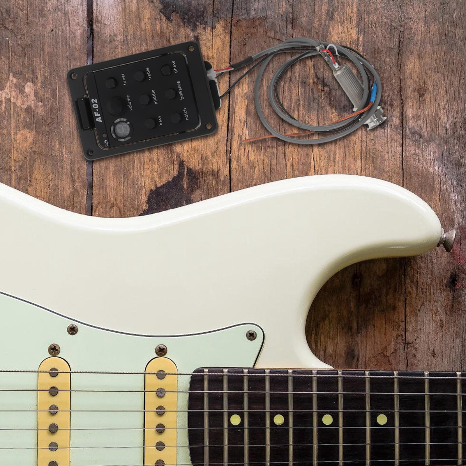 DEEPCRAFF Acoustic Guitar Electronics Kit Black Side Mounted Preamp with Built in Tuner and Piezo Pickup