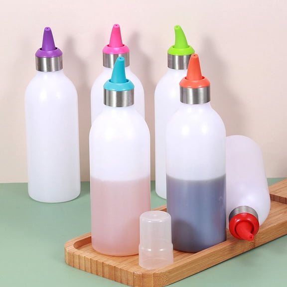 DEEPCRAFF Restaurant Squeeze Bottles Red Hold Salads 1Set for Kitchen Use