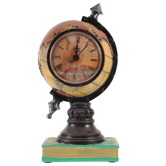 DEEPCRAFF Desk Decoration Clock Globe Clock Resin Time Telling Homeowners Living Room 1Set
