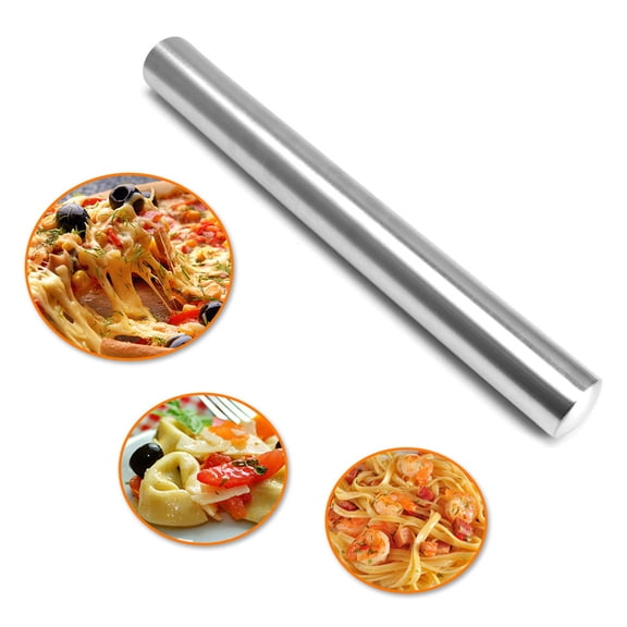 DEEPCRAFF Plated Silver Stainless Steel Rolling Pin, Non-Stick, Ideal for Baking, Odor-Free