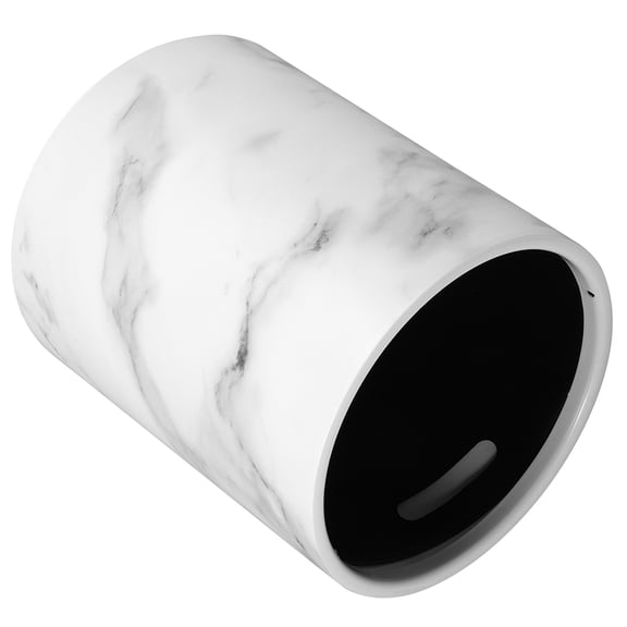 DEEPCRAFF White Plastic Garbage Can Marble Texture Trash Bin for Bathroom Living Room Storage