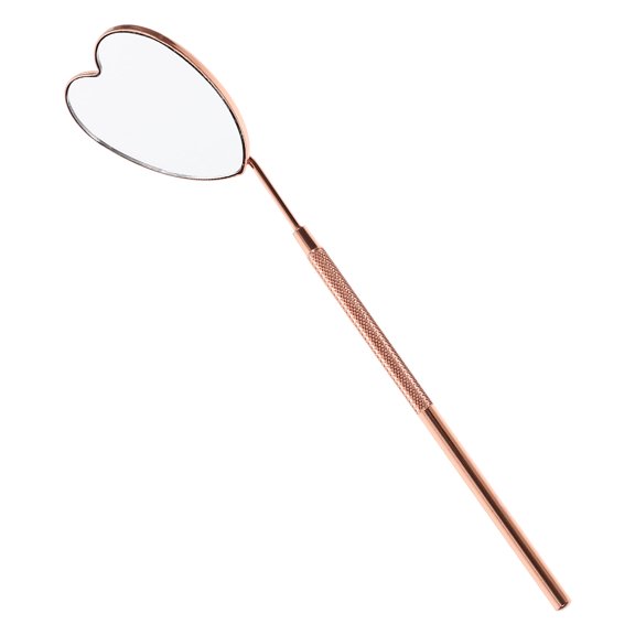 DEEPCRAFF Rose Plated Gold Eyelash Mirror with Stainless Steel Handle for Precise Makeup and Lash Extension
