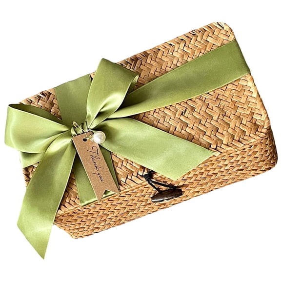 DEEPCRAFF Round Olive Green Woven Storage Basket for Snacks, Sundries, and Multi-Purpose Organization Box
