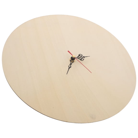 DEEPCRAFF Unfinished Light Brown Wooden Clock Face with Movement for DIY Craft Decor and Wall Clock Making