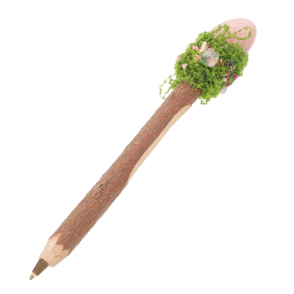 DEEPCRAFF Wooden Ballpoint Pen with Crystal Top and Tree Bark Texture for Office and Journaling Smooth Writing