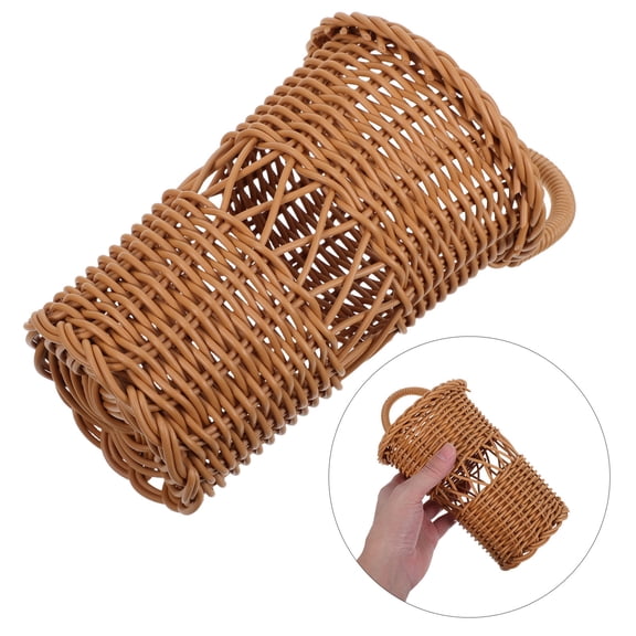 DEEPCRAFF Rustic Woven Hanging Basket Organizer for Kitchen Utensils and Flatware, Silverware Storage Solution for Home