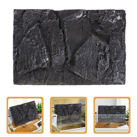 DEEPCRAFF Safe and Convenient Black 3D Rock Background Board for Fish Tank Turtle Tank and Reptile