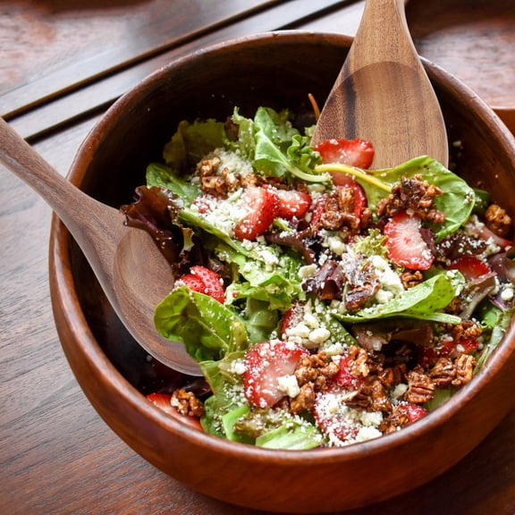 DEEPCRAFF Wooden Flatware Set Natural Wood Fork and Spoon Dishwasher Safe Kitchen Tableware