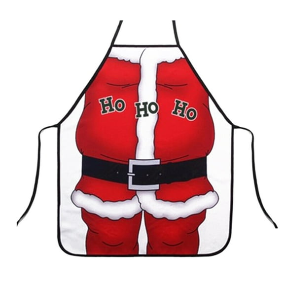 DEEPCRAFF Red Santa Claus Apron with Decorative Buttons and Belt, Perfect for Holiday Baking, Cooking, and Kitchen Use
