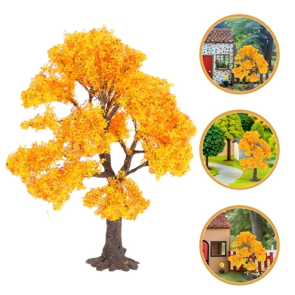 DEEPCRAFF Scenery Landscape Artificial Tree Landscape Decoration 1Set Yellow PVC