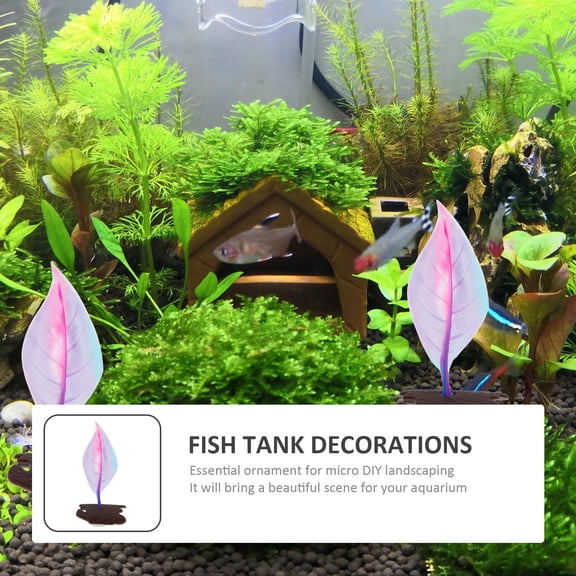 DEEPCRAFF Simulated Pink Aquatic Plant Betta Leaf Hammock for Charming Fish Tank Landscape