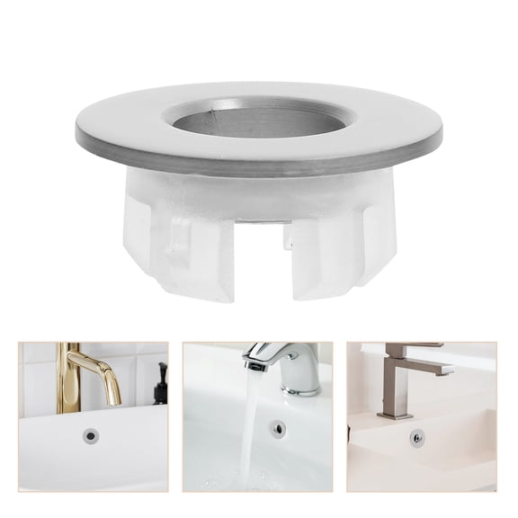 DEEPCRAFF Sink Overflow Ring Silver Copper Wide Application Easy Installation 1Pack for Hotel Managers