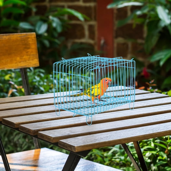 DEEPCRAFF Sky Blue Portable Wire Bird Carrier Cage for Outdoor Travel and Parrot Storage