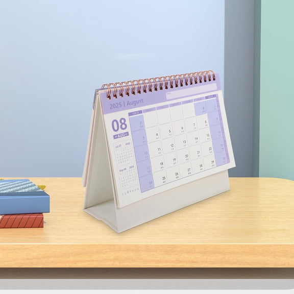 DEEPCRAFF Sturdy Metal Bound Pink Paper Desktop Calendar for Home Organization
