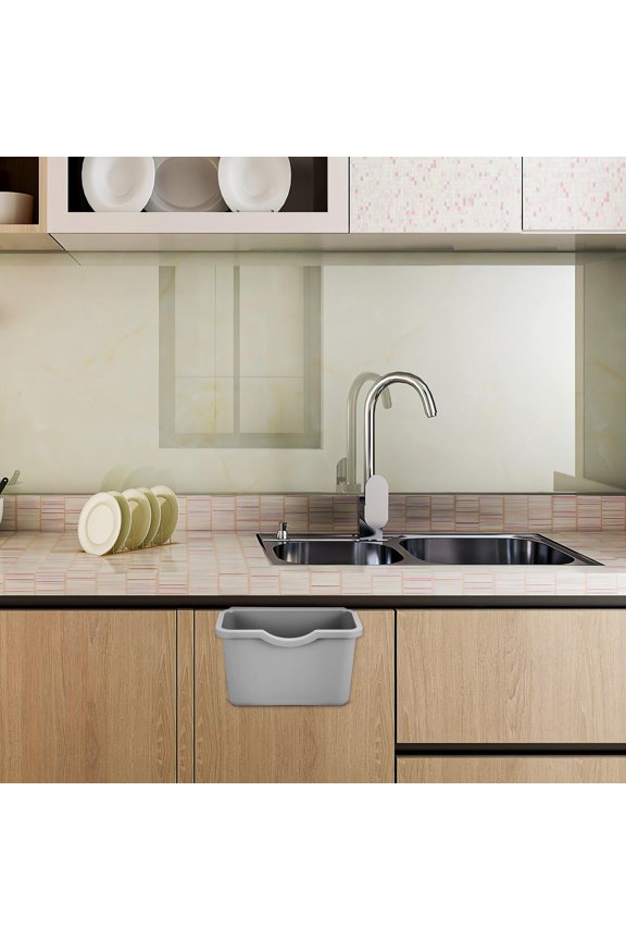 Grey Kitchen Trash Can with Space-Saving Cabinet Door Mount, Household Garbage Bin for Efficient