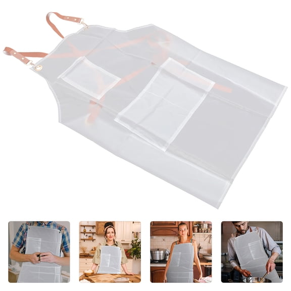 DEEPCRAFF Tpu Waterproof Clear Apron White for Hair Stylists and Dishwashing